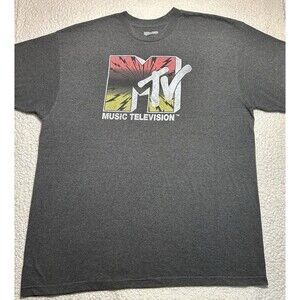 MTV Mens Shirt 3XLT 3XL Tall Grey Music Television Vintage Logo Graphic Tee